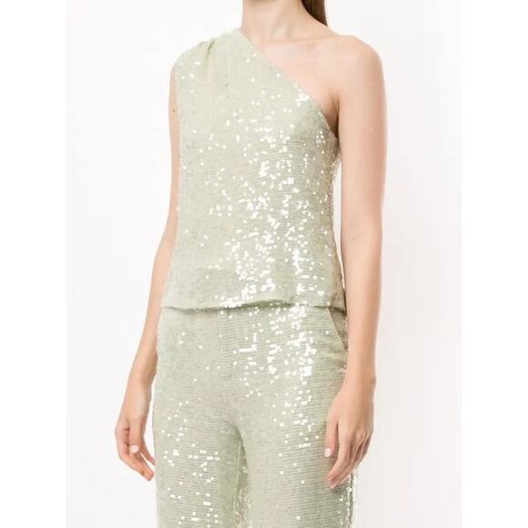 Lapointe One-Shoulder Sequined Georgette Top - US 4 - Picture 3 of 4